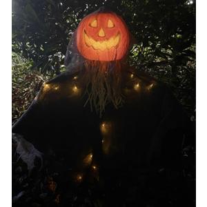 Halloween Scarecrows for Outside Poseable Halloween Scary Pumpkin Man Decorations with Lights and Timer (6H On/18H Off) Pumpkin Man Decorations Outdoor Scarecrows for Yard Party Porch