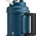 Gallon Water Jug for Outdoors: 2-in-1 Straw Spout Lid, Dual Handle, Leakproof, Keep Cold 48H, 128 oz Insulated Water Bottle for Men, Travel, Gym, Trip, Workout, Camping, Hydration, Fitness (Deepsea)