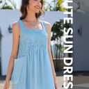 BeryLove Women Sleeveless Mini Dress Loose Short Babydoll Dresses Casual Party Dresses with Pockets (Blue)