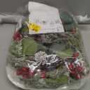 Winlyn 4 Pcs Artificial Eucalyptus and Snowy Cedar Candle Rings Christmas Candle Holder Rings Mini Window Wreaths 12.2" Wide with Red Berries Pine Cones for Holiday Winter Wedding Seasonal Decoration