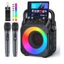 Karaoke Machine, Portable Bluetooth Speaker with 2 Wireless Microphones for Adults & Kids with Lights, Karaoke Microphone with PA System Supports USB/TF/REC/FM/AUX for Home Party Home System Packages