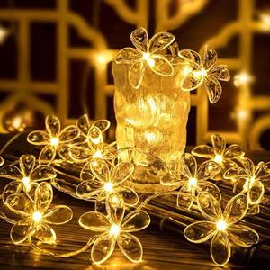 Fielegen 20 LED Cherry Blossom Flower String Lights 9.84FT Battery Powered Fairy Christmas Decorative Novelty Light for Home Bedroom Garden Wedding Party (Warm White)