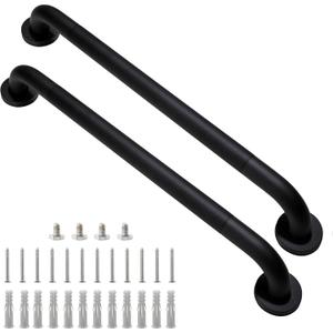 Shower Grab Bar, 2 Pack 24 Inch Black Bathroom Grab Bar, 1.25" Diameter 304 Stainless Steel Anti-Slip Grab Bars for Bathtubs and Showers, Handicap Shower Grab Bar for Seniors Elderly