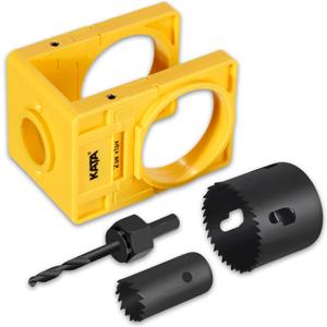 KATA 1-3/8" - 1-3/4" Wood Door Lock Installation Set with Guide Template, Hole Saw Kit for Easy Lockset Installation (Yellow)