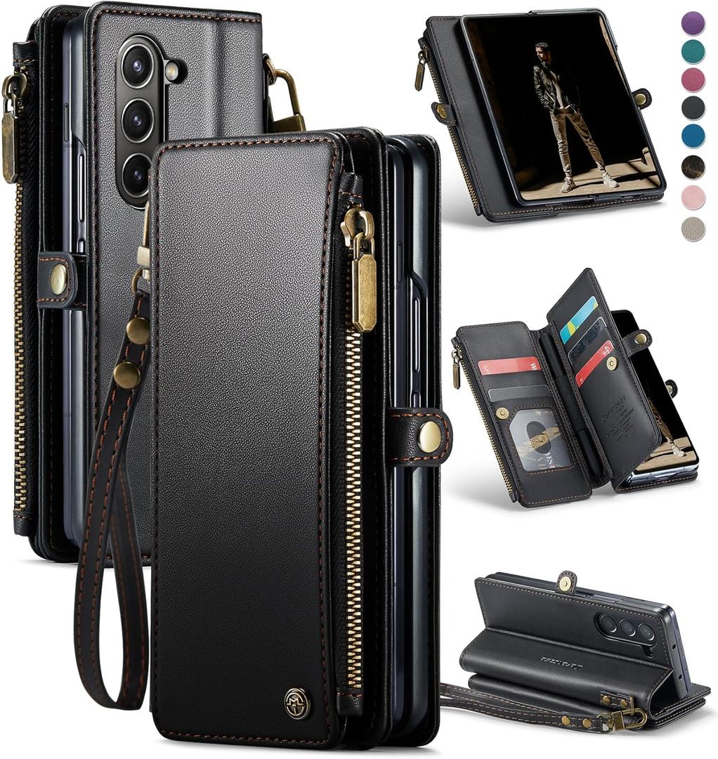 Defencase for Samsung Galaxy Z Fold 6 Wallet Case with Card Holder, Black
Durable Soft PU Leather, RFID Blcking Zipper Pocket, with S-Pen Holder & Strap, Flip Phone Cases with Stand for Women Men