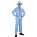 AMNPOLEN Men Lloyd and Harry Costume Blue Suit Orange Tuxedo Coat Hat Bow Tie 90s Movie Halloween Cosplay Outfit (Small)