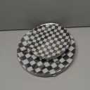 U-QE 20PCS Black Plastic Plates for Party - Retro Checkered Plates Disposable Heavy Duty - Black and White Plate for Party, Birthdays - 10 10.25 Inch Dinner and 10 7.5 Inch Dessert Plate