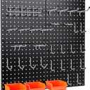 Peg Board, 68PCS Heavy Duty Metal Pegboard with Hooks, 4 Pack Black Peg Board Panels, 50lbs Load Capacity Each, Pegboard Wall Organizer for Garage, Workshop, Craft Rooms Total 24 x 24