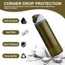 3 x yoelike Grid Silicone Boot for Owala Water Bottle, Anti-Slip Protective Sleeve for FreeSip/Twist/Flip, Bottom Bumper Cover for Watter Bottle Accessories (24 Ounces, Dark Green)