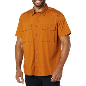 Amazon Essentials Men's Standard-Fit Short-Sleeve Two-Pocket Utility Shirt (Previously Goodthreads) (Dark Caramel)
