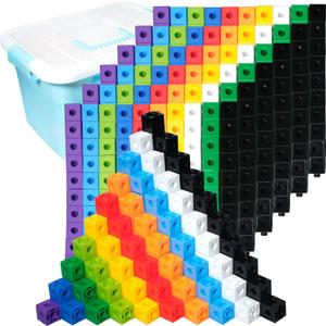 701 Pcs Math Learning Linking Cube with Storage Container Counting Cubes Plastic Colorful Counting Blocks Math Manipulatives Classroom Learning Supplies for Home School Educational(Blue)