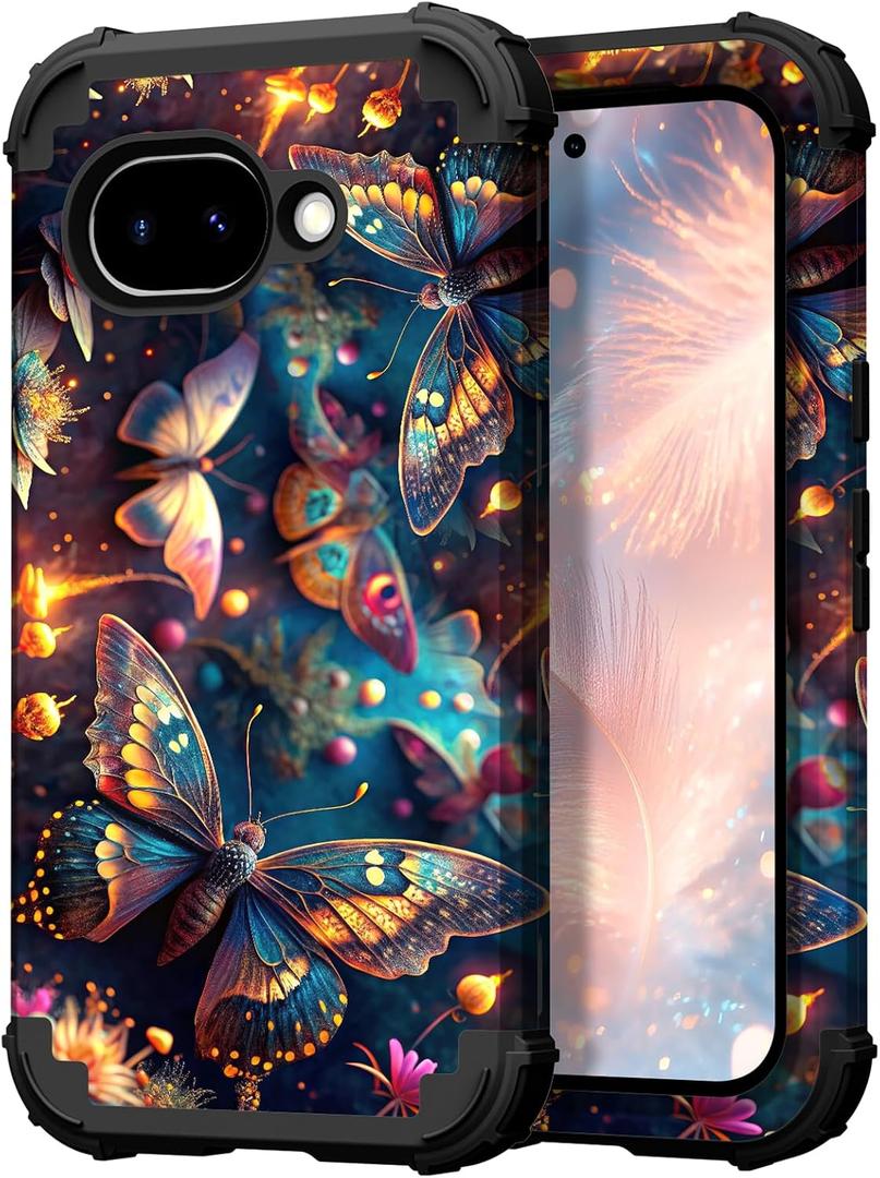 TEECOVER Heavy Duty Case for Google Pixel 10a, Blue Butterfly