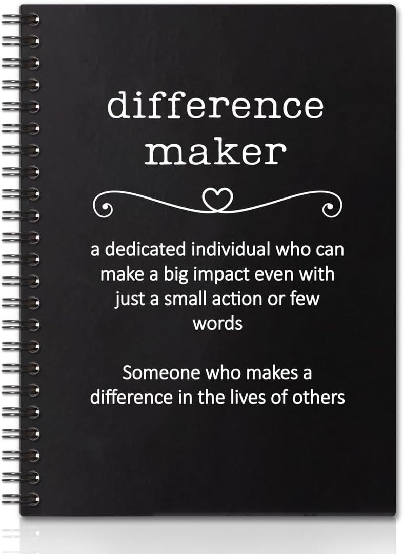 2 x Difference Maker Hardcover 160 Pages Blank Spiral Notebooks, Employee Appreciation Gift, Thank You Gift for Coworker Boss, Unique Office Gift Idea for Man Coworker, New Job Gifts (white)