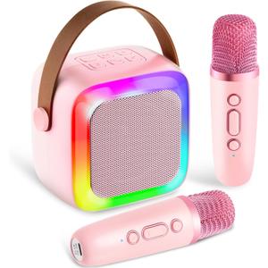 Kids Karaoke Machine for Adults, Mini Portable Karaoke Bluetooth Speaker with 2 Wireless Microphones, Birthday Gifts Toys for Teen Girls Ages 4, 5, 6, 7, 8, 9, 10, 12+ Year Old (Pink) Kids Karaoke Machine for Adults, Mini Portable Karaoke Bluetooth Speaker with 2 Wireless Microphones, Birthday Gifts Toys for Teen Girls Ages 4, 5, 6, 7, 8, 9, 10, 12+ Year Old (Pink)