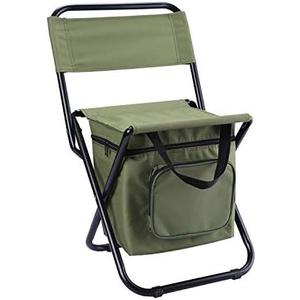LEADALLWAY Fishing Chair with Cooler Bag Compact Fishing Stool Foldable Camping Chair