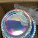 Supernal 120 Pcs Iridescent Sparkle Plastic Plates, Disposable Plates for Party Birthday Wedding, Festival, Clear Neon Rainbow Plastic Plates, 60 Pcs Dinner Plates and 60 Pcs Dessert Plates