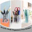 20 Pack Clear Acrylic Pen Holder for Desk, Pencil Cup Makeup Brush Organizer, Square Acrylic Pencil Holders for Office School Home Supplies, Desktop Stationery Organizer for Pens Markers Brushes