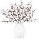 Rowfad 40 Pcs Artificial Berry Stems Branches, Christmas White Faux Holly Berries Picks Ornaments for Christmas Tree Wreath DIY Craft Decorations Holiday Home Decor (40, White)