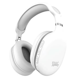 SoundPlay Wireless Headphones Bluetooth White- Noise Isolation Headphones Wireless Over The Ear Head Phones, Gym Headset Built-in Mic Controls Square Foam Cups Foldable Headphone for Women and Men
