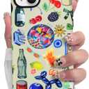 SOKAD Magnetic Summer Collage Phone Case for iPhone 15, Cute Fruits Drinks Collage Pattern Compatible with Magsafe Matte Protective Case Cover with Screen Protector for Girls Women