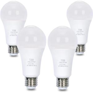 TJBB 4 Pack 3 Way LED Light Bulbs 50 100 150Watt Soft White 3000K Equivalent, 5/10/15W Three Way Light Bulbs A19 E26 Base, 700 1400 2100 Lumens