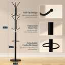 Yoobure Metal Coat Rack Freestanding with Marble Base, Coat Tree with 12 Hooks & Umbrella Holder, Coat Hanger Stand for Corner Entryway Bedroom Office, Heavy Duty Coat Rack Stand for Clothes Hats Bags
