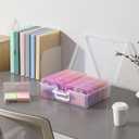 4""x6"" Photo Storage Box with Handle photo and craft keeper storage box 16 Inner photo case Large Gradient, Pink Series