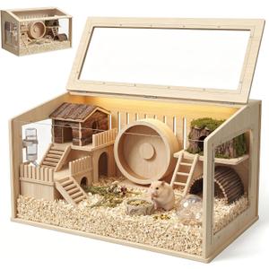 Wooden Large Hamster Cage 24x16x16 Chewproof Enclosure Habitat House