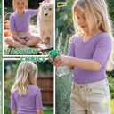 Toddler Girls Short Sleeve Shirt Cotton Ribbed Slim Fit V Neck Elbow Length Casual Soft Basic Top Kids Summer Tee