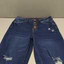 AprPith Women's Mid Wasited Flare Ripped Stretchy Jeans Bootcut Slim Button Fly Y2K Bell Bottom Denim Pants Blue, 8