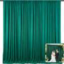 2 Panels Green Backdrop Curtain, 10 x 10 Feet Polyester Background Curtains for Parties, Weddings, Baby Showers, Halloween, Christmas, Birthday Party Photoshoot Backdrop Curtains Decorations