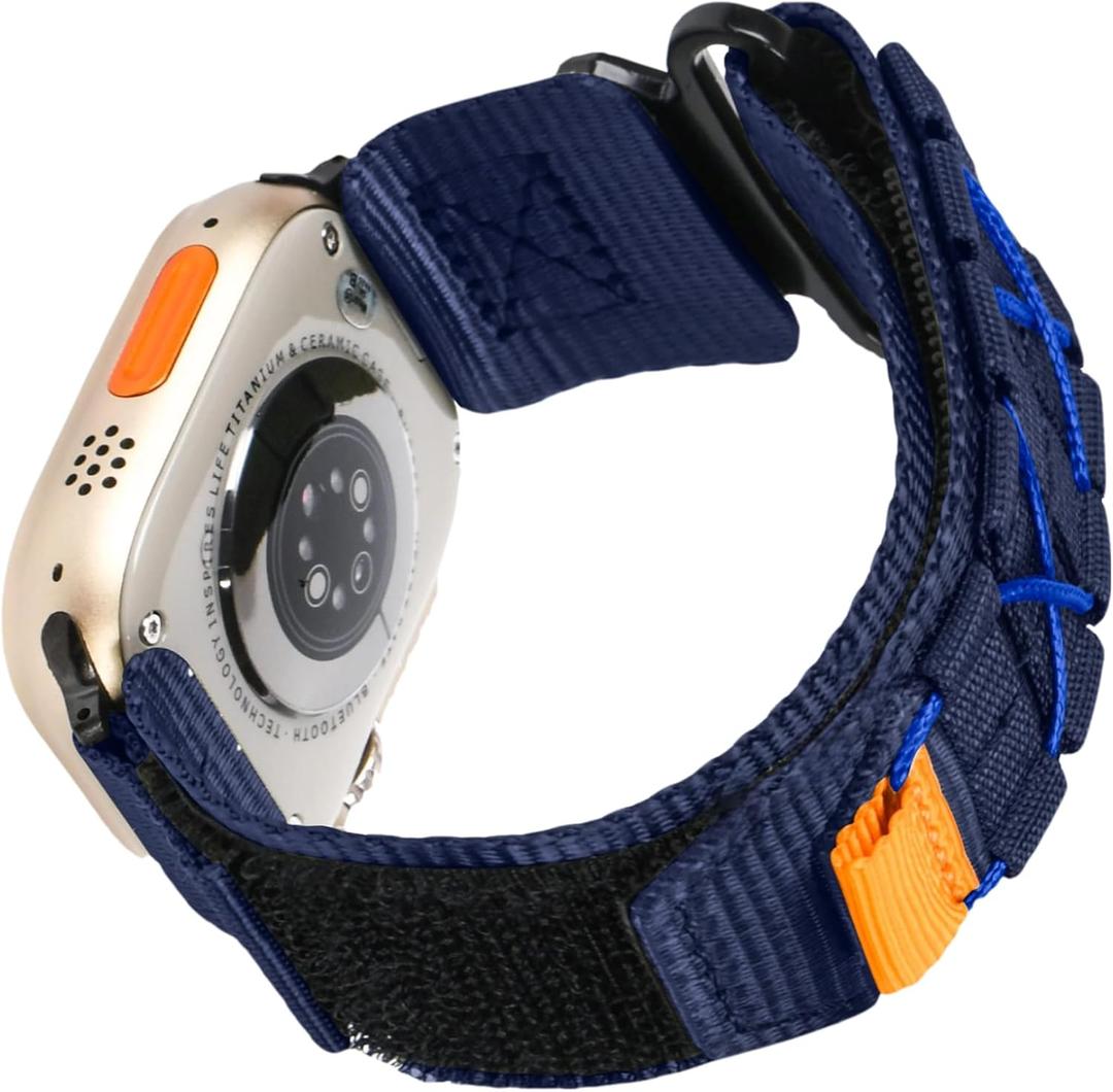 Nylon Apple Watch Bands For Men Para Apple Watch 42mm 44mm 45mm 46mm 49mm,Series11/10/9/8/7/6/5/4/3/2/1/Ultra2/3,Sport Loop Band Comfortable Braided Stretchy,Velcro Tactical Braided Generation Mens (Royal Blue)