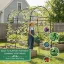 Garden Trellis Arch 7FT PP-Coated Stainless Steel Metal Extra Tall Cucumber Trellis Arch Garden Arch Trellis for Climbing Plants Outdoor Vegetable Trellis with Trellis Netting