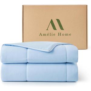Amlie Home Cooling Comforter King Size, Reversible Lightweight Cooling Blanket for Hot Sleepers, Q-Max 0.43 Summer Breathable Cooling Quilt for Night Sweats, 106" x 90", Heather Ice Blue