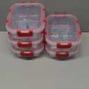 VERONES 5 Pack Glass Meal Prep Containers 3 Compartment Set, 36OZ Airtight Glass Lunch Containers, Glass Food Storage Containers with Lids, for Microwave, Oven, Freezer & Dishwasher Friendly,Red