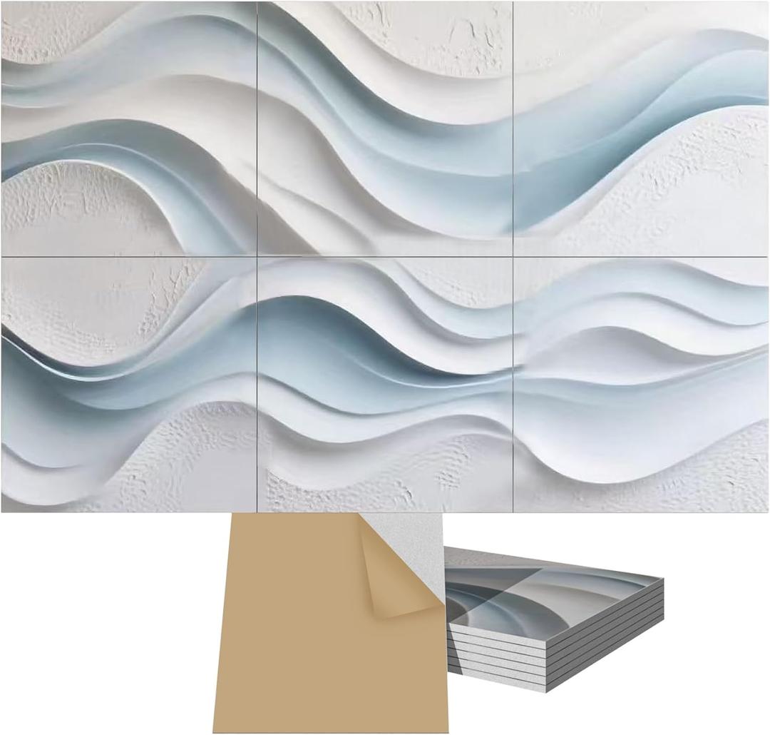 6 Pack Art Acoustic Panels, TEMGCUAM Self-Adhesive Sound Absorbing Wall Panels, 72"48" Decorative Acoustic Treatment Panels for Home Office, Studio, Ceiling & Media Room
