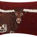Peking Handicraft 30TG629C12OB Poly Filled Hook Throw Pillow, 12-inch Length, Wool and Cotton (Longhorn)