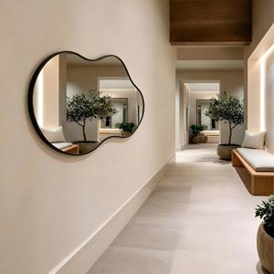 Irregular wall Mirror 26"x46" Black Asymmetrical Mirror