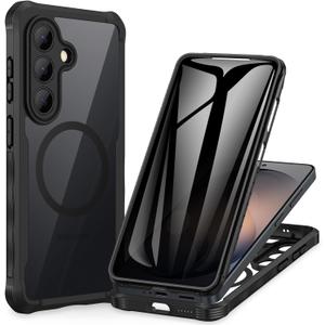 CENHUFO Privacy for Samsung Galaxy S26 Plus Case, Full Body Phone Case with Built-in 9H Tempered Glass Privacy Screen Protector and Camera Protector, Shockproof Protective Magnetic Cover - Black