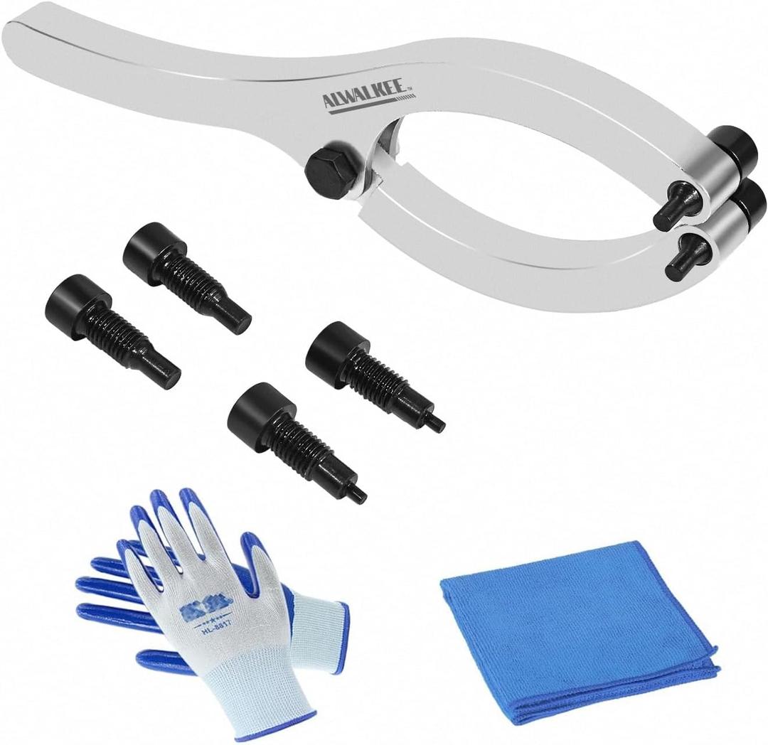 11.8 Inch Heavy Duty Gland Nut Wrench Set | Adjustable Spanner Wrench for 2-9" Hydraulic Cylinders | Includes 5/32", 1/4", 5/16", 3/8" Pins & Gloves