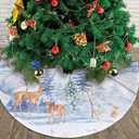 Reindeer Snowflake Deer Tree Skirt Holiday Party Traditional Xmas Tree Mat Ornaments Tree Skirt for Christmas Decoration 36 Inch