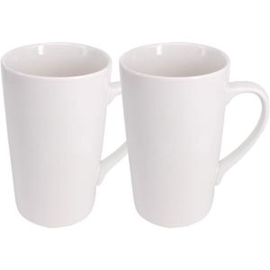 2 Pack 16 OZ Coffee Cup Simple Pure White Ceramic Cup Plain Large Tall White Ceramic Milk Tea Coffee Mug with Handle