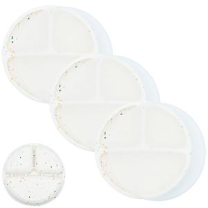 WeeSprout Silicone Divided Plates (With Lids), 100% Food Grade Silicone Divided Plates for Toddlers & Kids, Dishwasher & Microwave Safe (Confetti)