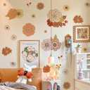 Boho Daisy Peony Garden Wall Stickers Vintage Flower Plant Peel and Stick Wall Murals Art for Bedroom Living Room Nursery Classroom Wall Decor BM4076