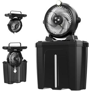 11L Bucket Portable Misting Fan with LED Light, 20000mAh (6.5/12h Working Rechargeable Camping Fan, 3 Strong Winds, 3 Large Spray Outlets,Cooling Mist Fans for Fishing/Travel/Garden Party/Tent