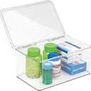 iDesign 39810 Med+ Large Plastic Bathroom Vanity Bin with Lid, Medication, Accessories, Dental Supplies, Cosmetics, BPA-Free Organizer Box, 7.25" x 10.75" x 5", Clear