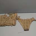 ZAFUL Tankini Swimsuits for Women Smocked Ruffles Tie Front Bowknot Textured High Cut Tanga Tankini Set (Medium, 11-coffee)