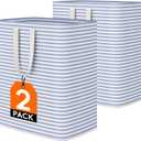 Lifewit 2 Pack Laundry Hamper Large Collapsible Laundry Baskets, Freestanding Waterproof Clothes Hamper with Easy Carry Handles in Laundry Room Bedroom Bathroom College Dorm for Adults, Blue, 2 x 100L