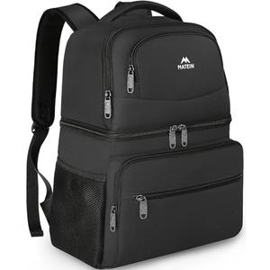MATEIN Backpack Cooler for Men Women, 40 Cans Insulated Lunch Cooler Backpack Double Layer Cooler Bag, Leak-Proof Soft Lunch Box Back Pack with Cooler Compartment Beer Gifts for Picnic Beach, Black