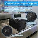 Car Seat Travel Bag With Wheels Car Seat Bag For Airplane Padded Adjustable Strap Car Seat Carrier Car Seat Travel Cover With Wheels (Black), large size